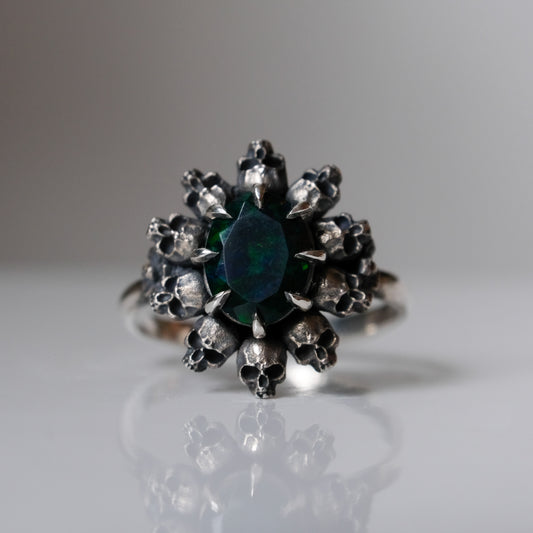 PATES black opal halo ring