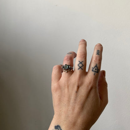 CERBERUS labradorite skull ring