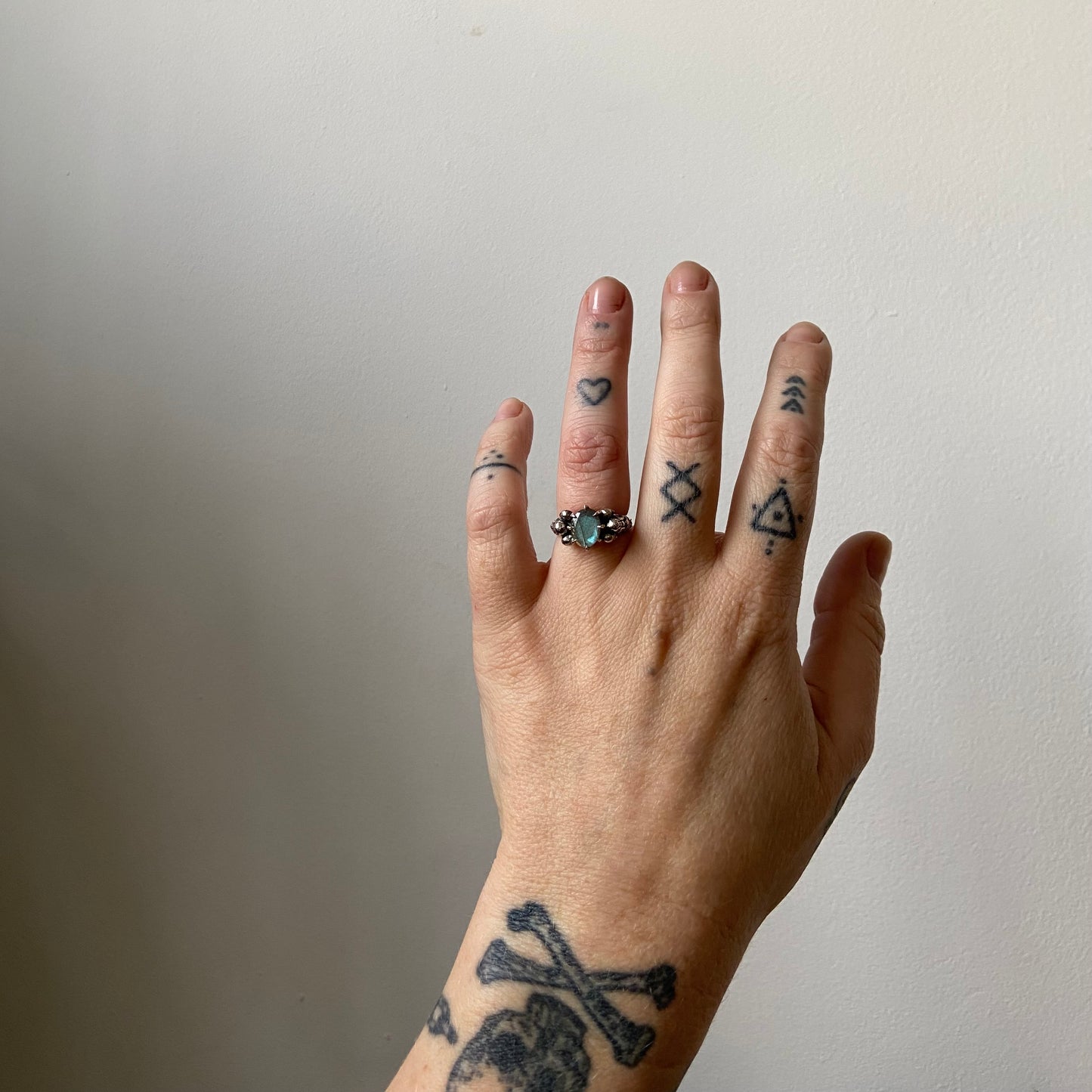 CERBERUS labradorite skull ring