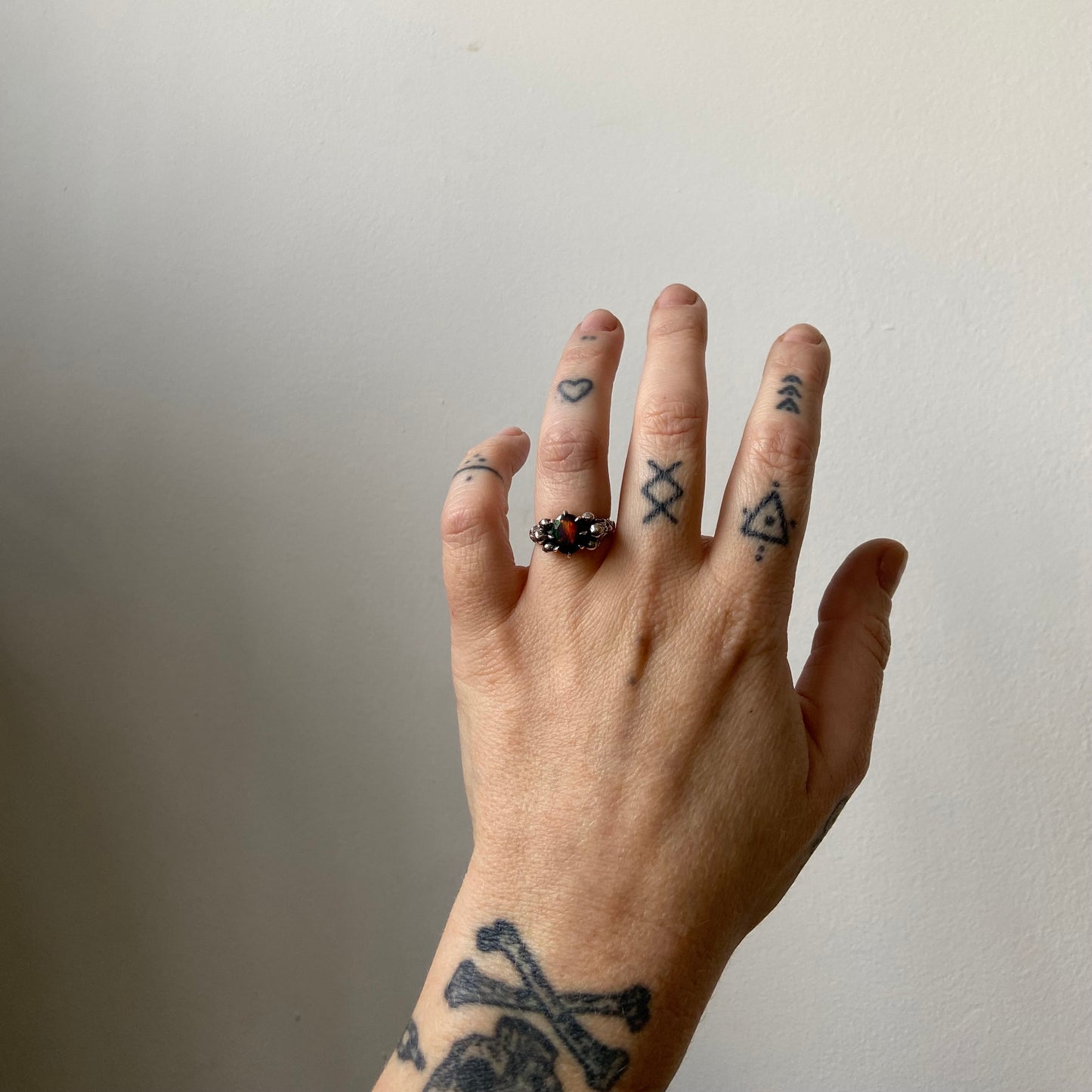 CERBERUS black opal skull ring