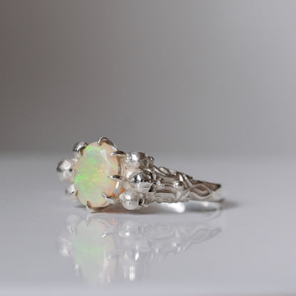 CERBERUS white opal skull ring