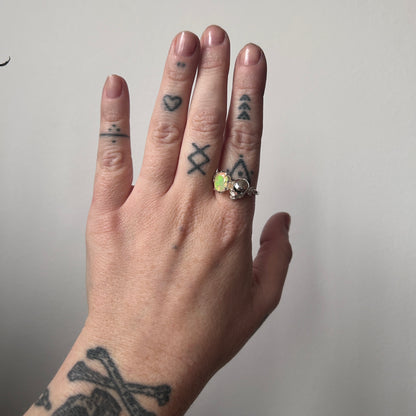 VANITAS white opal skull ring