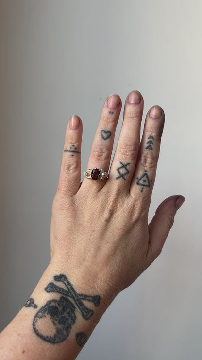 CERBERUS smokey quartz skull ring